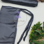 Crinkle Silk Hijab With Niqab Set-Charcoal grey